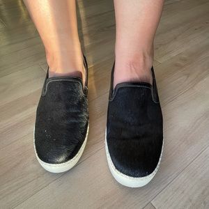 Sam Edelman fuzzy black slip-ons sneakers, women’s size 8.5